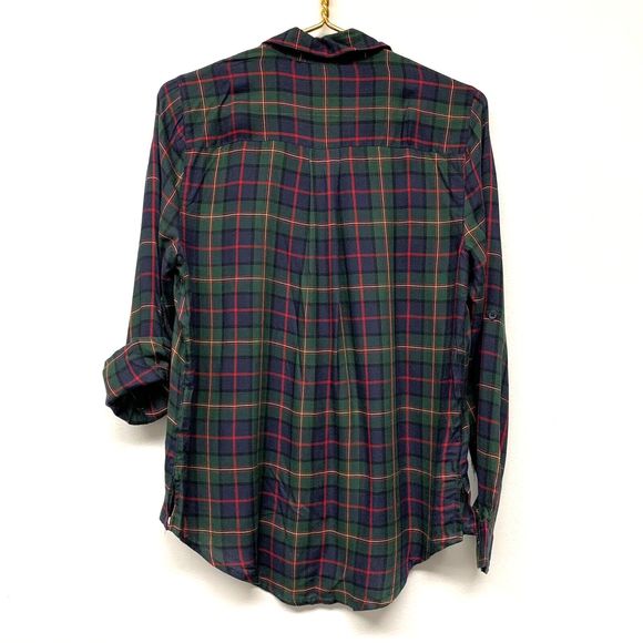 Harper Heritage Francesca's Plaid Button Down Shirt Size Small Green‎ Navy NWT - Picture 2 of 8